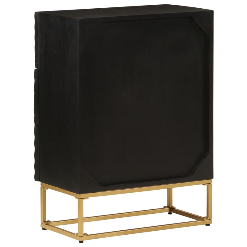 Chest of Drawers Black 55x30x76 cm Solid Wood Mango and Iron