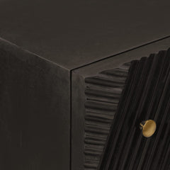 Sideboard Black Solid Wood Mango and Iron With 3 drawers