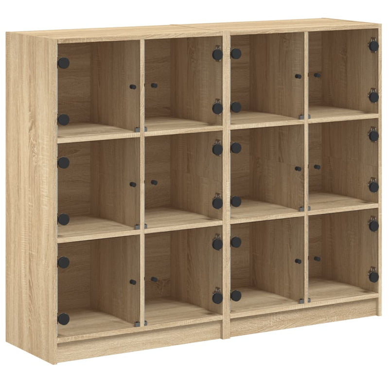 Bookcase with Doors Sonoma Oak 136x37x109 cm Engineered Wood