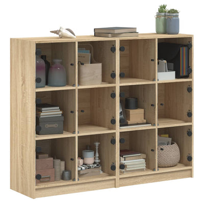 Bookcase with Doors Sonoma Oak 136x37x109 cm Engineered Wood