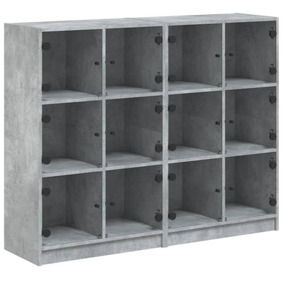 Bookcase with Doors Concrete Grey 136x37x109 cm Engineered Wood