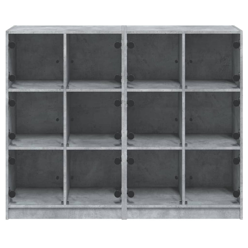 Bookcase with Doors Concrete Grey 136x37x109 cm Engineered Wood