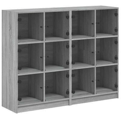 Bookcase with Doors Grey Sonoma 136x37x109 cm Engineered Wood