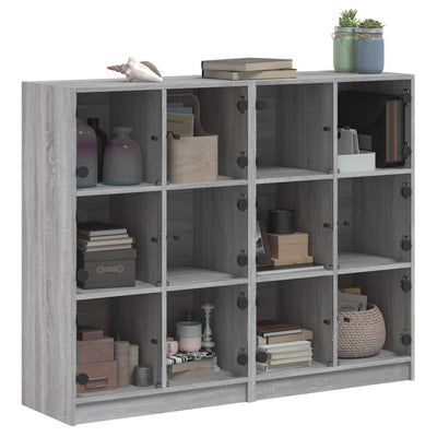 Bookcase with Doors Grey Sonoma 136x37x109 cm Engineered Wood