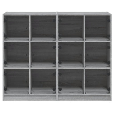 Bookcase with Doors Grey Sonoma 136x37x109 cm Engineered Wood