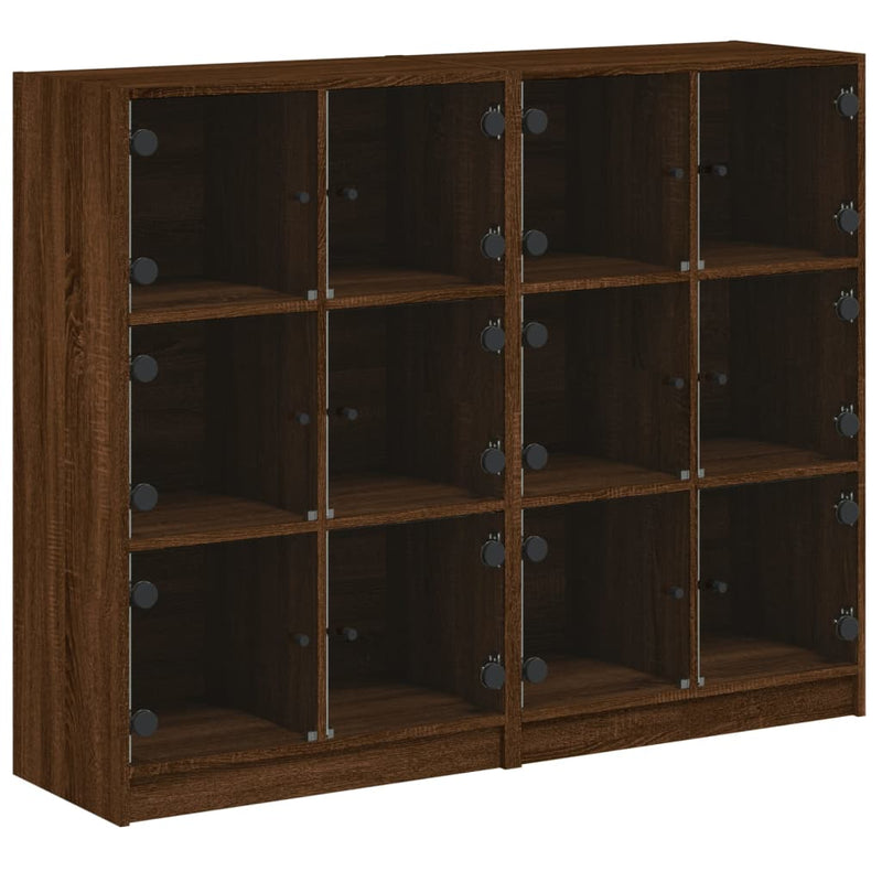 Bookcase with Doors Brown Oak 136x37x109 cm Engineered Wood