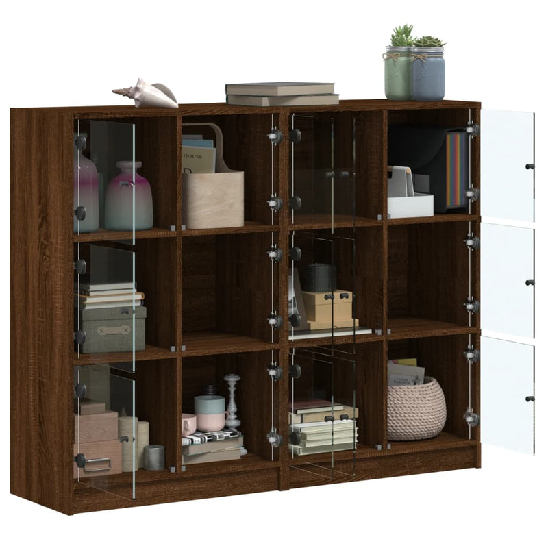 Bookcase with Doors Brown Oak 136x37x109 cm Engineered Wood