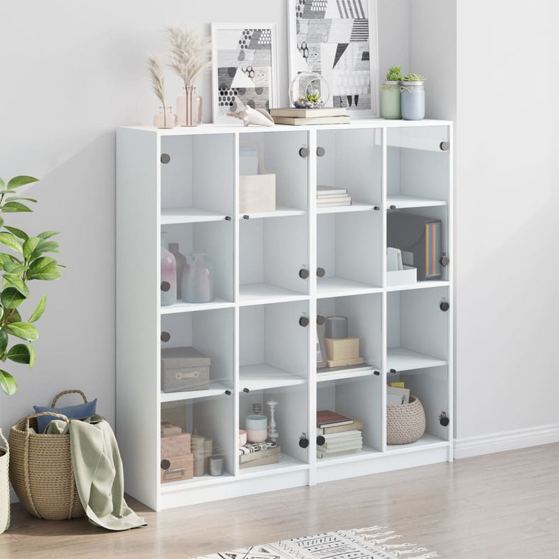 Bookcase with Doors White 136x37x142 cm Engineered Wood