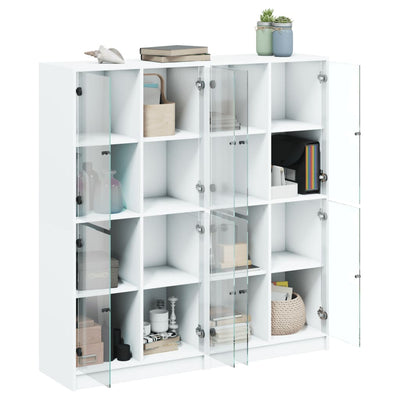 Bookcase with Doors White 136x37x142 cm Engineered Wood