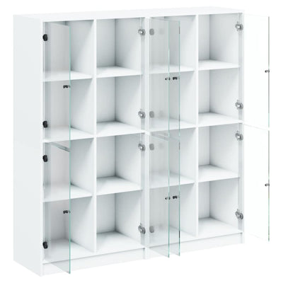 Bookcase with Doors White 136x37x142 cm Engineered Wood