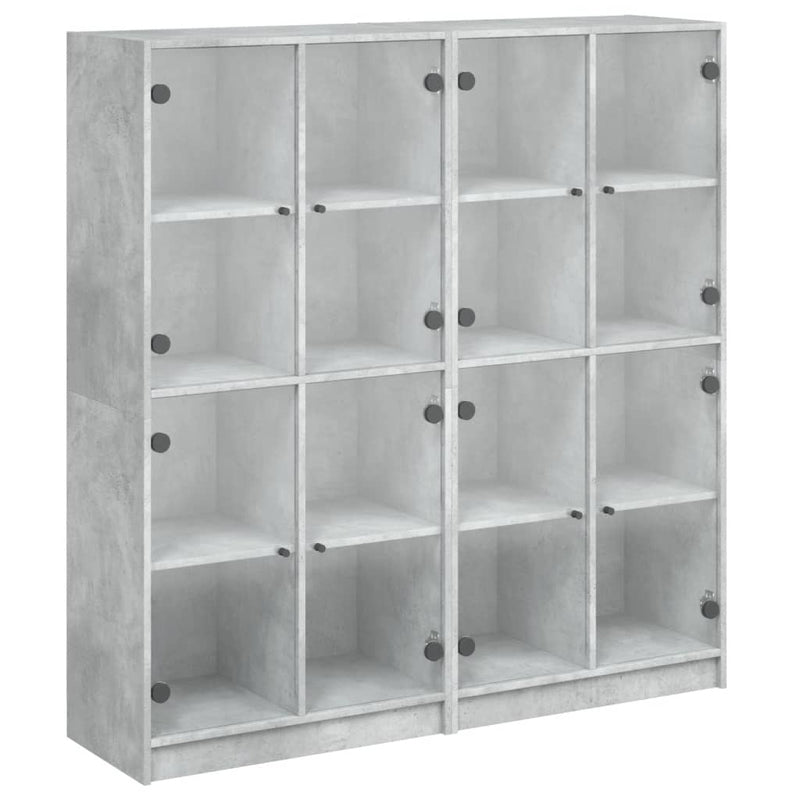 Bookcase with Doors Concrete Grey 136x37x142 cm Engineered Wood