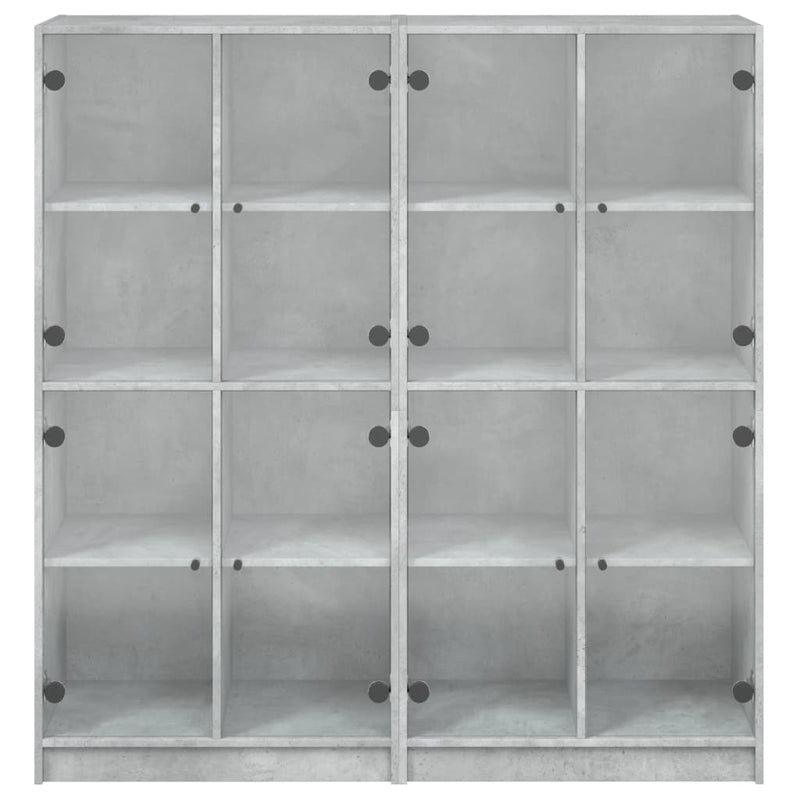 Bookcase with Doors Concrete Grey 136x37x142 cm Engineered Wood