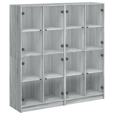 Bookcase with Doors Grey Sonoma 136x37x142 cm Engineered Wood