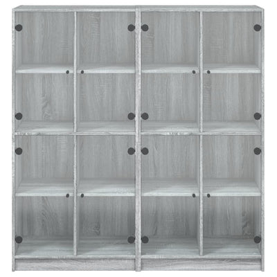 Bookcase with Doors Grey Sonoma 136x37x142 cm Engineered Wood