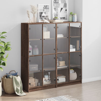 Bookcase with Doors Brown Oak 136x37x142 cm Engineered Wood