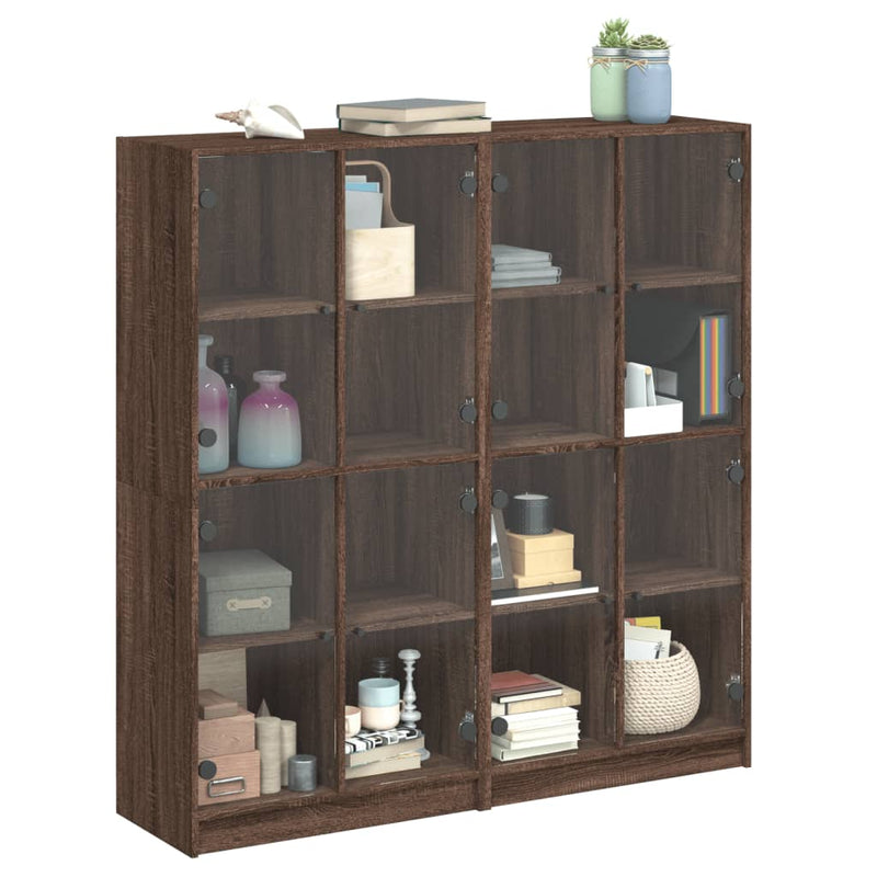 Bookcase with Doors Brown Oak 136x37x142 cm Engineered Wood