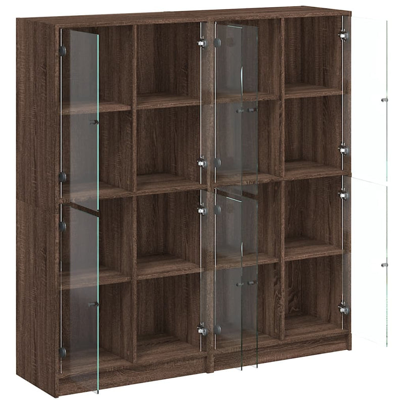 Bookcase with Doors Brown Oak 136x37x142 cm Engineered Wood