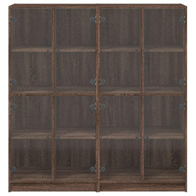 Bookcase with Doors Brown Oak 136x37x142 cm Engineered Wood