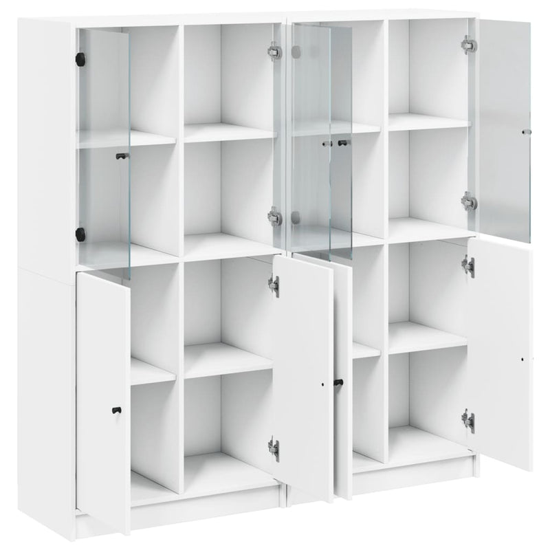 Bookcase with Doors White 136x37x142 cm Engineered Wood