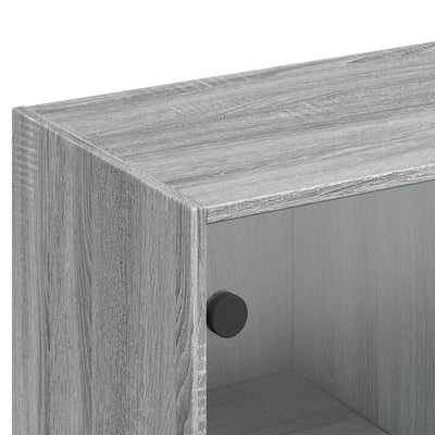 Bookcase with Doors Grey Sonoma 136x37x142 cm Engineered Wood