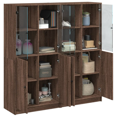 Bookcase with Doors Brown Oak 136x37x142 cm Engineered Wood