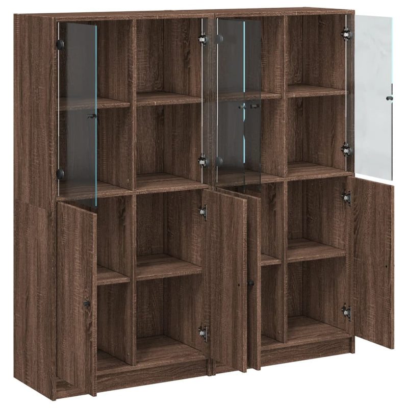 Bookcase with Doors Brown Oak 136x37x142 cm Engineered Wood