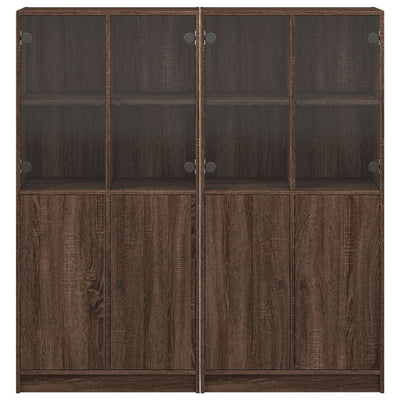 Bookcase with Doors Brown Oak 136x37x142 cm Engineered Wood