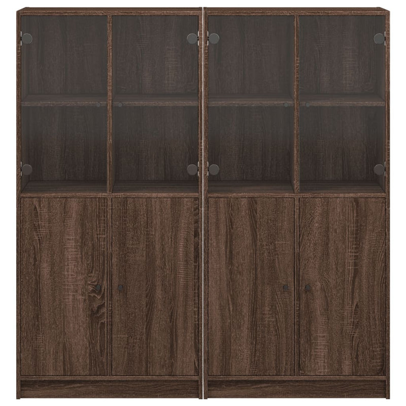 Bookcase with Doors Brown Oak 136x37x142 cm Engineered Wood