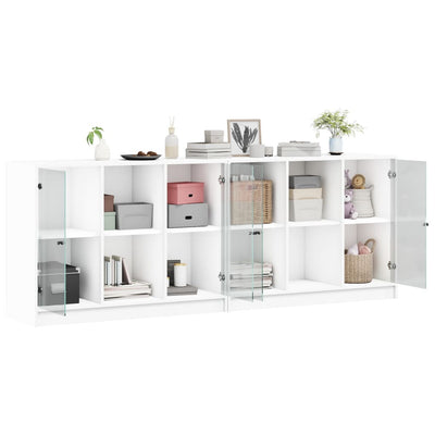 Bookcase with Doors White 204x37x75 cm Engineered Wood