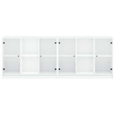 Bookcase with Doors White 204x37x75 cm Engineered Wood