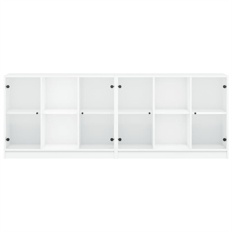 Bookcase with Doors White 204x37x75 cm Engineered Wood