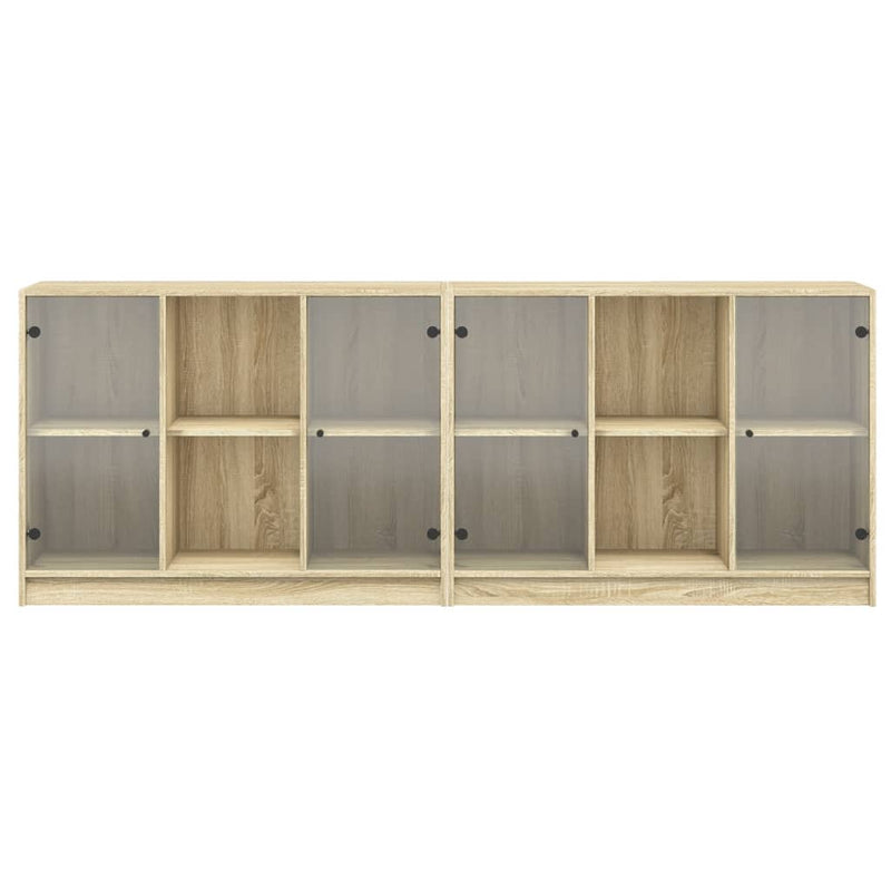 Bookcase with Doors Sonoma Oak 204x37x75 cm Engineered Wood