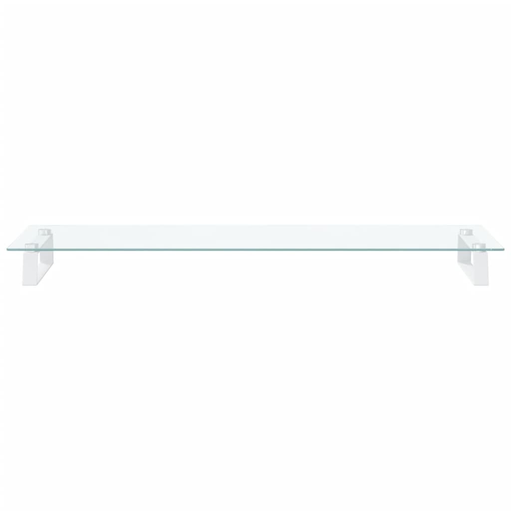 vidaXL Monitor Stand White 100x35x8 cm Tempered Glass and Metal 3