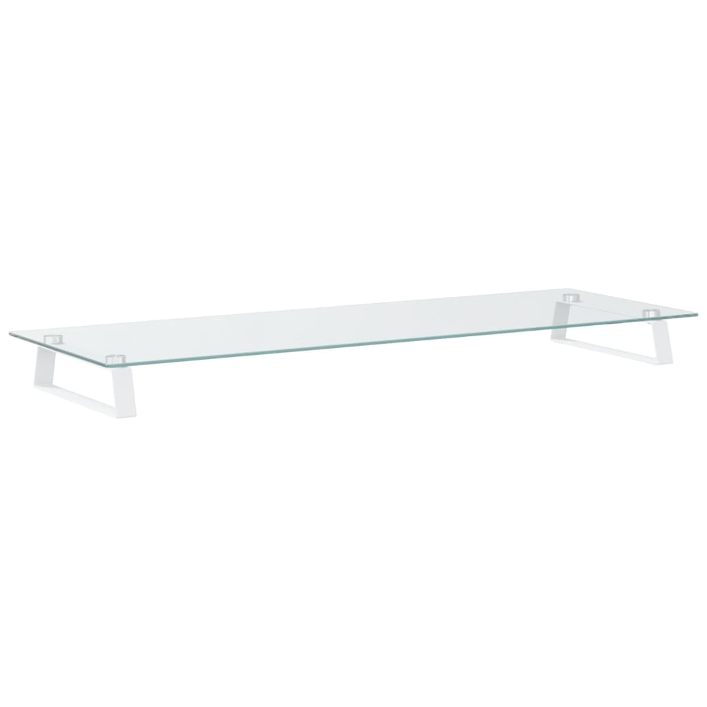 vidaXL Monitor Stand White 100x35x8 cm Tempered Glass and Metal 4