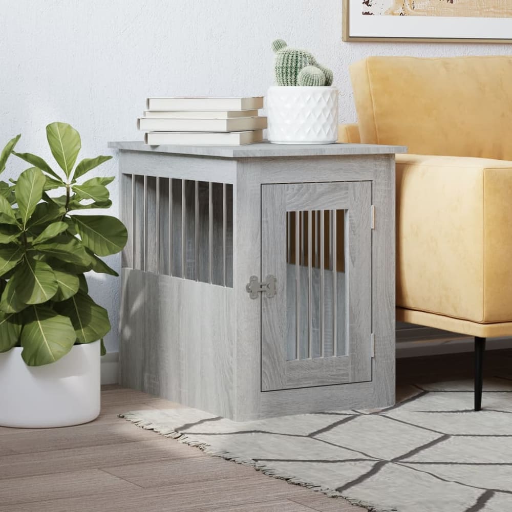 Dog Crate Furniture 45x62x59 cm Engineered Wood Grey sonoma