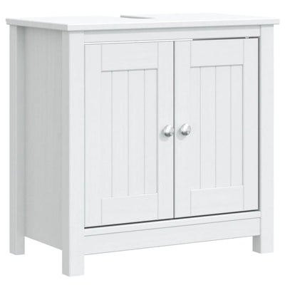 3 Piece Bathroom Furniture Set BERG White Solid Wood Pine