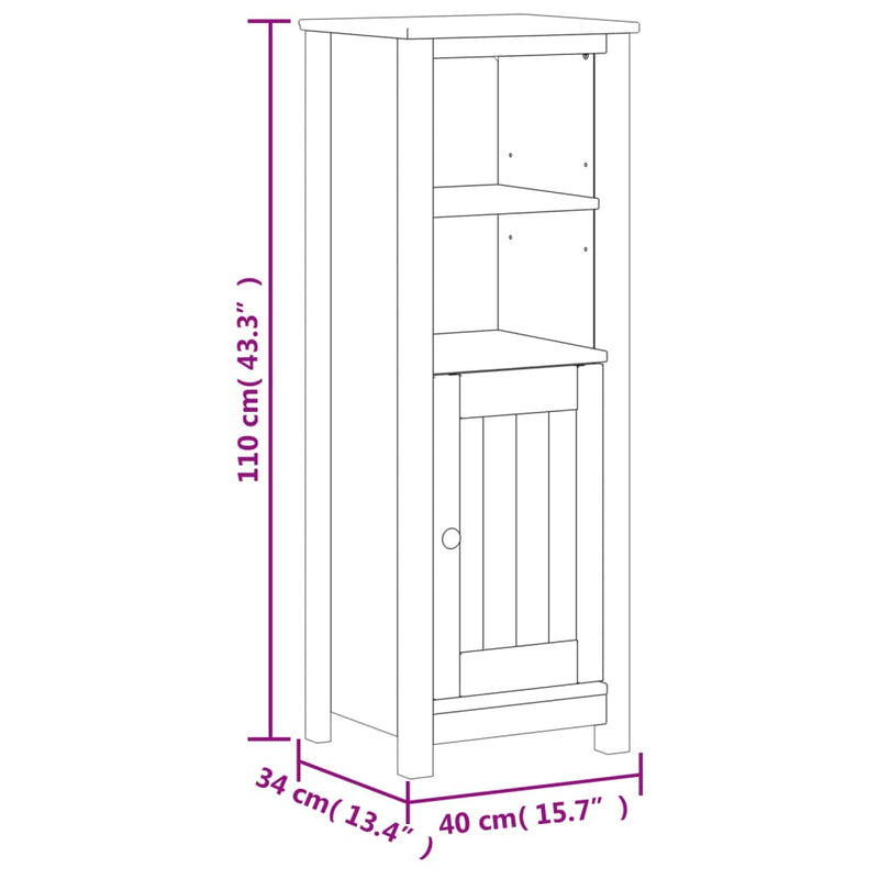 3 Piece Bathroom Furniture Set BERG White Solid Wood Pine