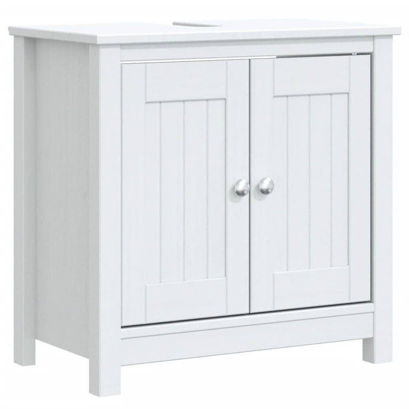 3 Piece Bathroom Furniture Set BERG White Solid Wood Pine