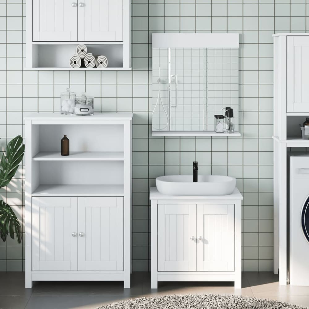 Bathroom Furniture Set "BERG" Solid Wood Pine White Depth 34 cm 69.5 cm 110 cm 3