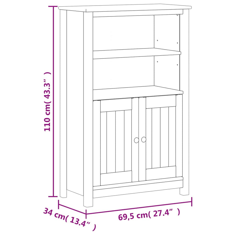 3 Piece Bathroom Furniture Set BERG Black Solid Wood Pine