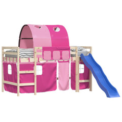 vidaXL Curtains for Loft Bed with Tunnel Pink Polyester 4