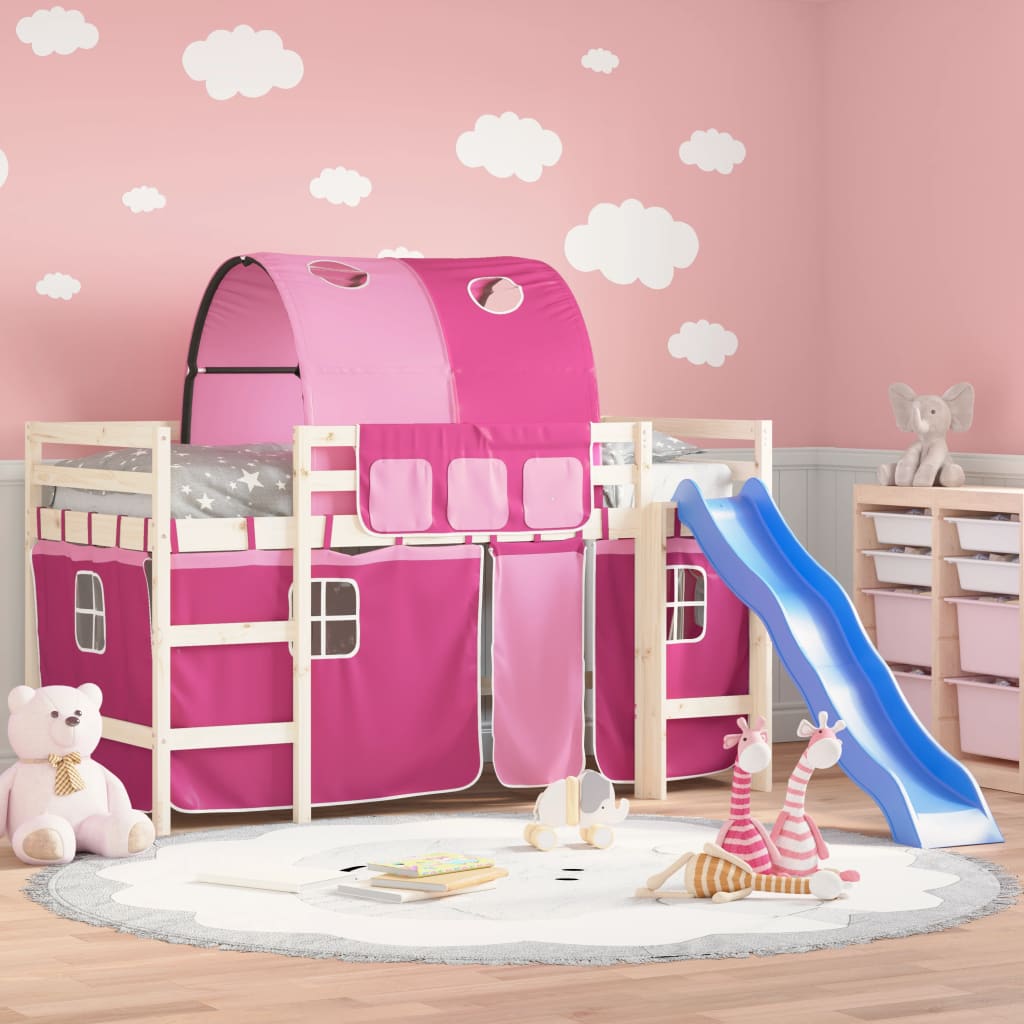 vidaXL Curtains for Loft Bed with Tunnel Pink Polyester 1