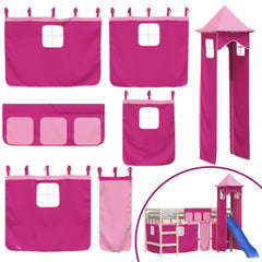 vidaXL Curtains for Loft Bed with Tower Pink Polyester 2