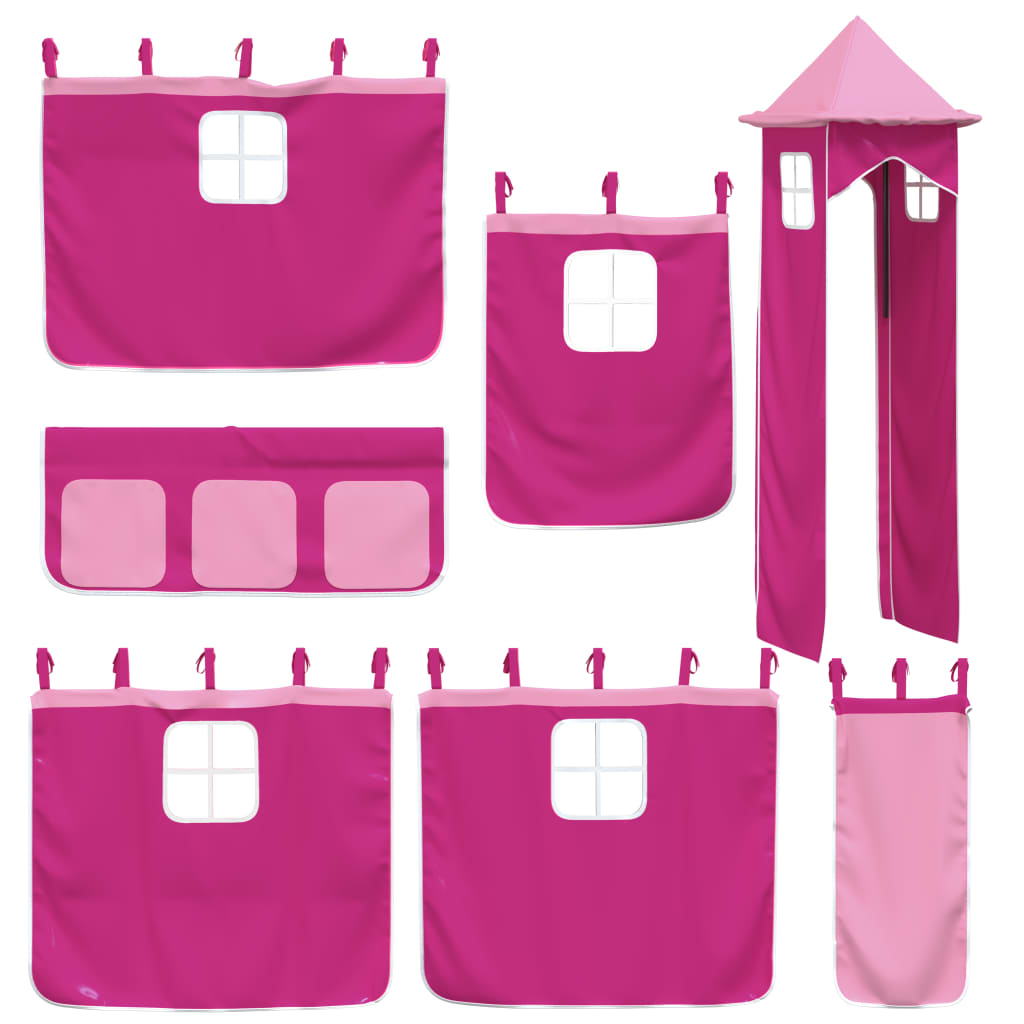vidaXL Curtains for Loft Bed with Tower Pink Polyester 3