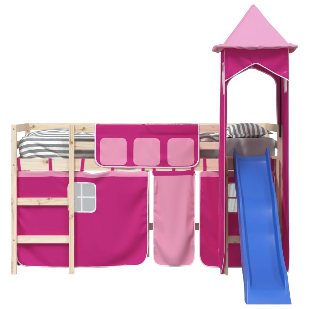 vidaXL Curtains for Loft Bed with Tower Pink Polyester 5