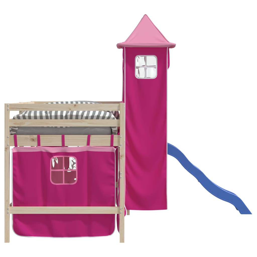 vidaXL Curtains for Loft Bed with Tower Pink Polyester 6