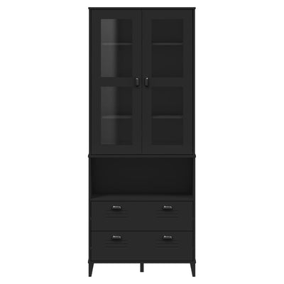 Highboard VIKEN Black 80x40x200 cm Solid Wood Pine