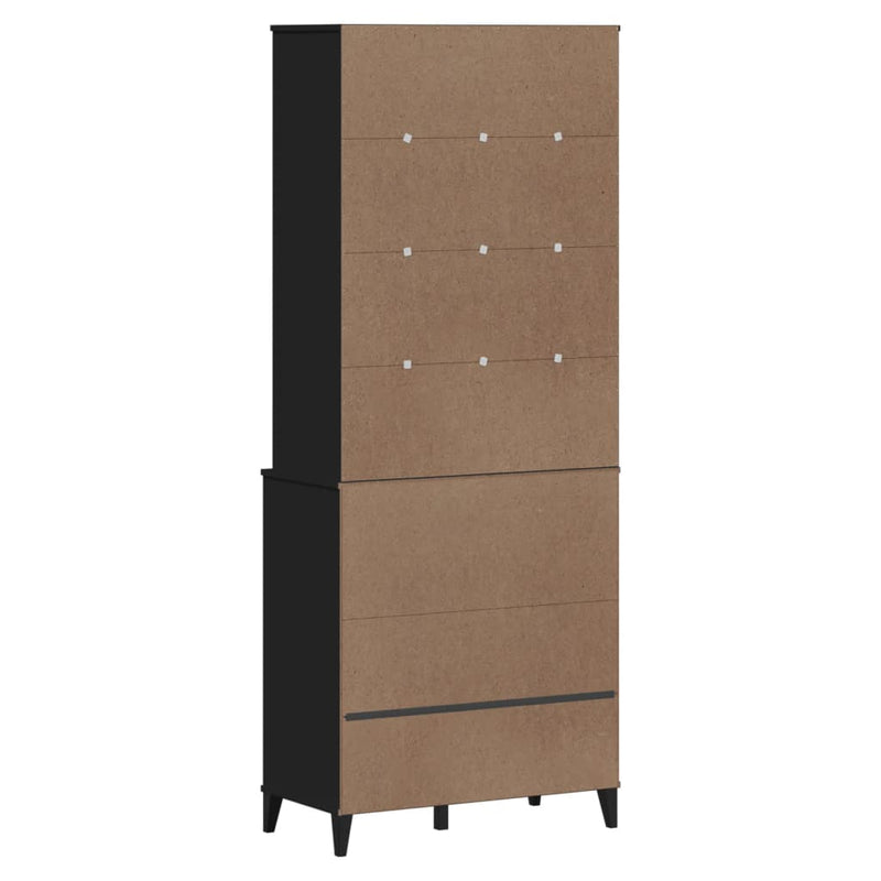 Highboard VIKEN Black 80x40x200 cm Solid Wood Pine