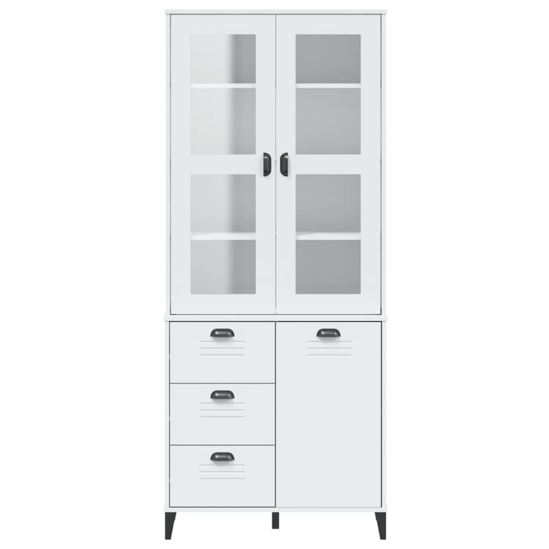 Highboard VIKEN White 80x40x190 cm Solid Wood Pine