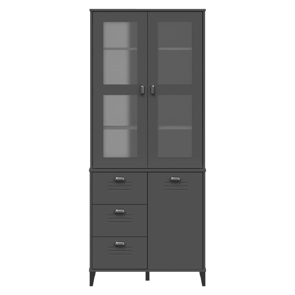 vidaXL Highboard "VIKEN" Anthracite Grey 80x40x190 cm Solid Wood Pine 4